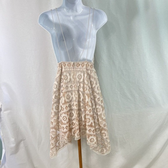 Free People Just Like Honey Lace Dress Handkerchief Hem Blush Pink Size 0 EUC - Picture 5 of 11